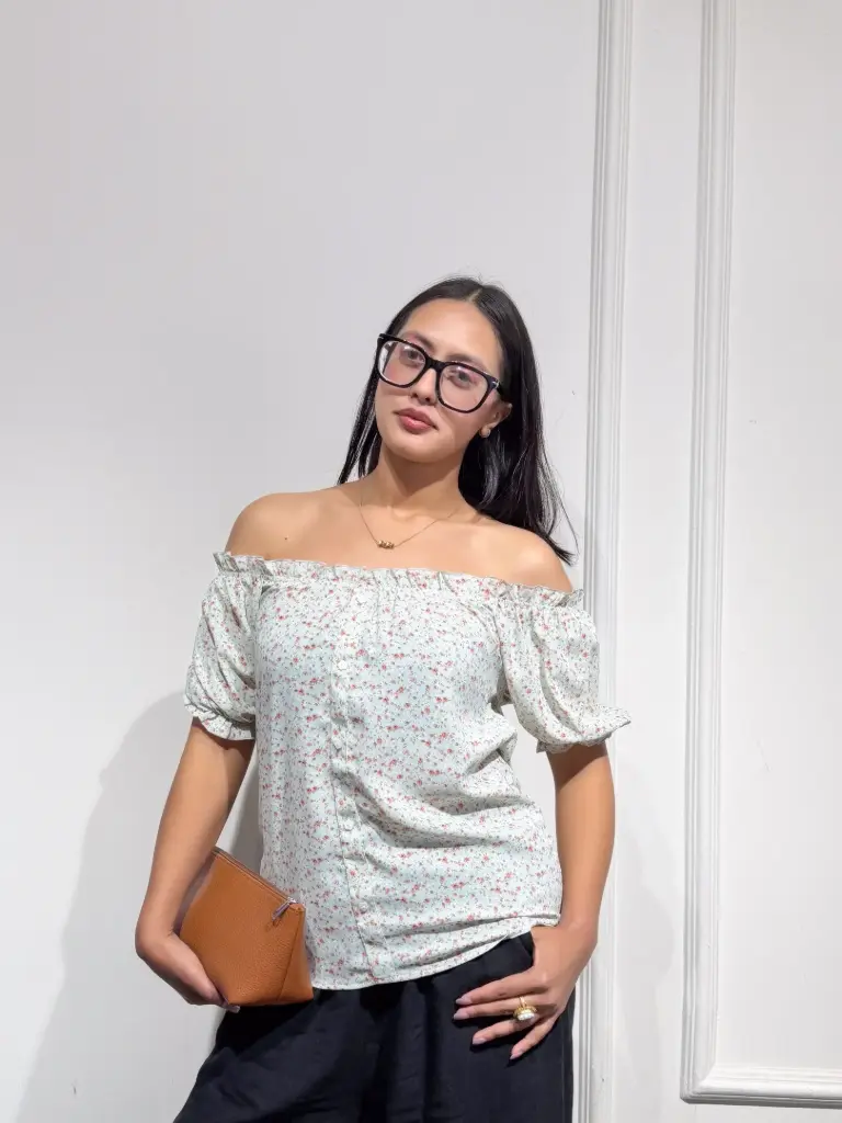 HB SS25-199 FLORAL FRILL TOP