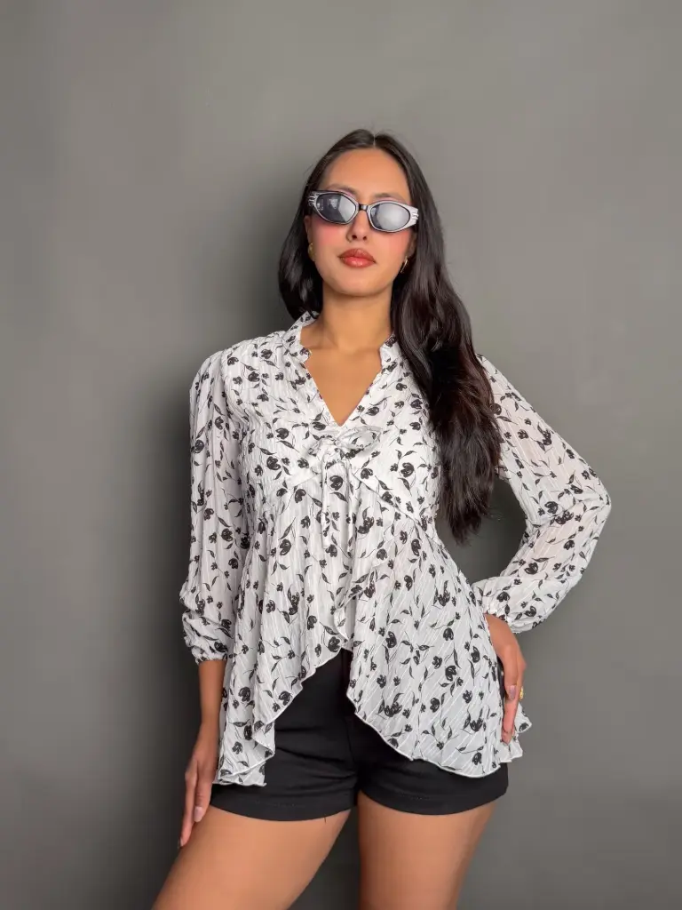 HB SS25-254 CHINESE FLORAL TOP